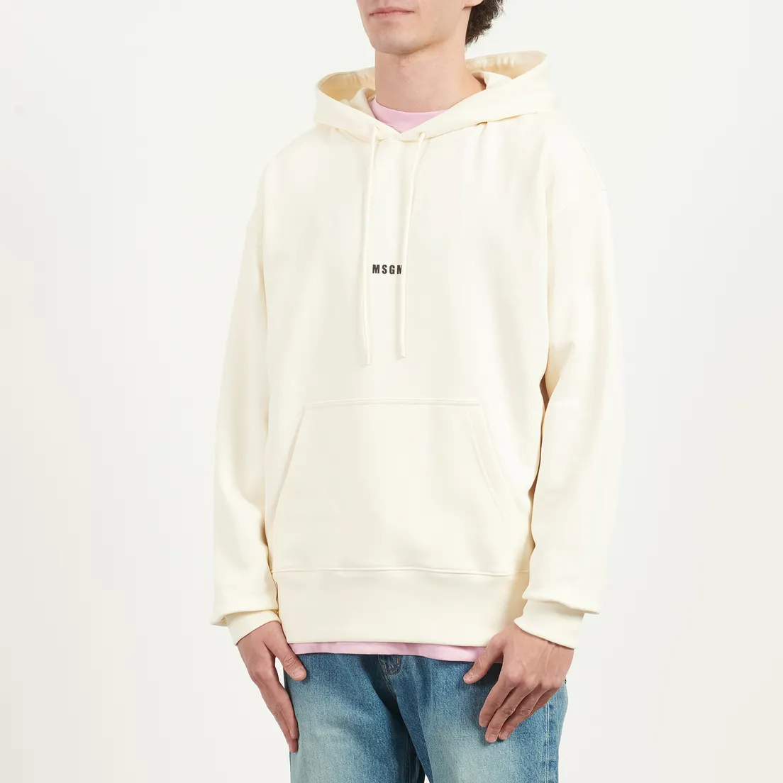 MSGM Мужская толстовка MSGM Micrologo Print Unbrushed Hoodie