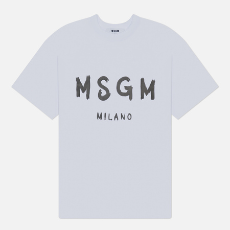 Мужская футболка MSGM Brush Stroke Logo Print, цвет белый, размер M