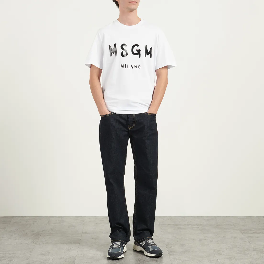 MSGM Мужская футболка Brush Stroke Logo Print