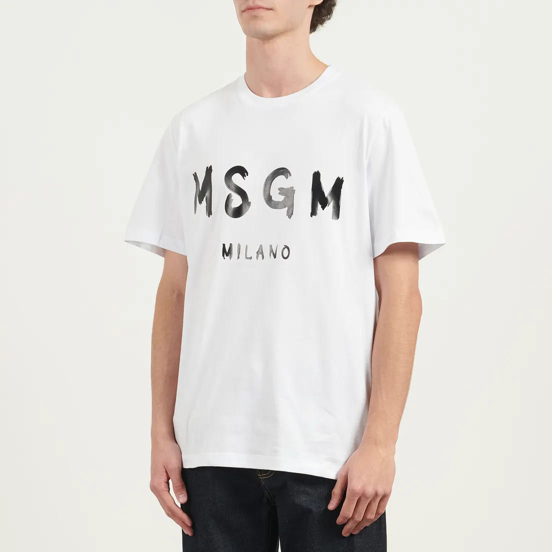 MSGM Мужская футболка Brush Stroke Logo Print