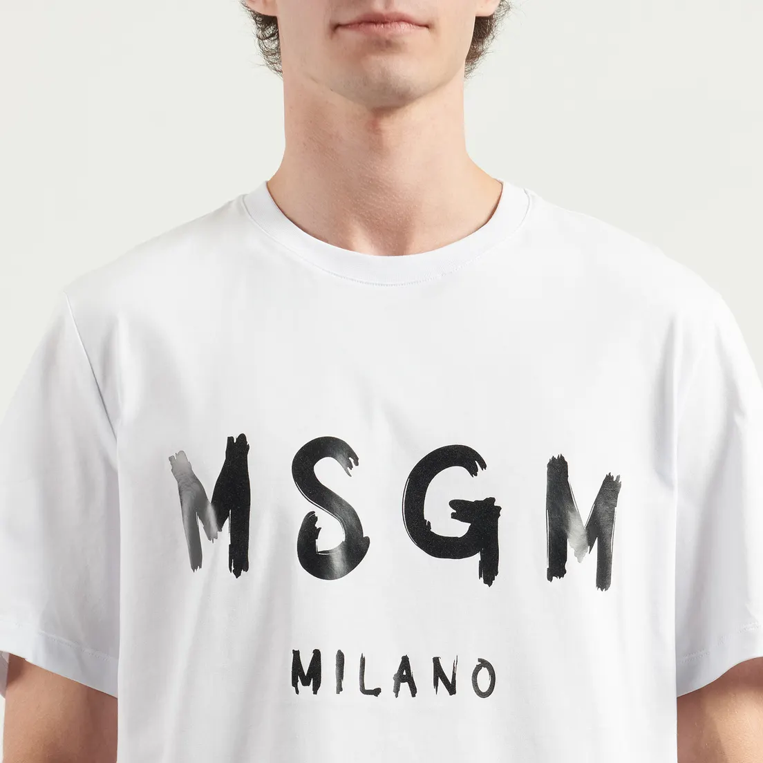 MSGM Мужская футболка Brush Stroke Logo Print