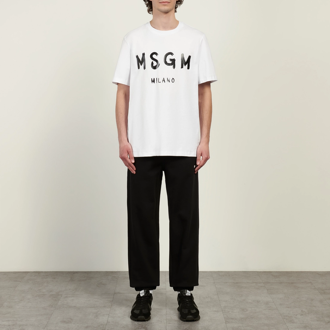 MSGM Мужская футболка Brush Stroke Logo Print