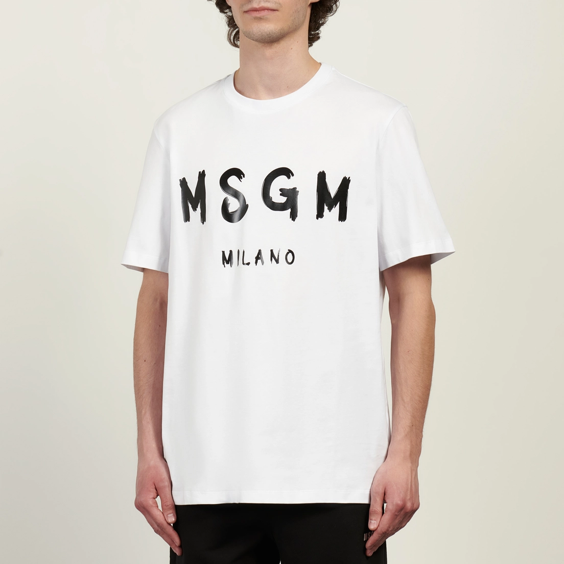 MSGM Мужская футболка Brush Stroke Logo Print