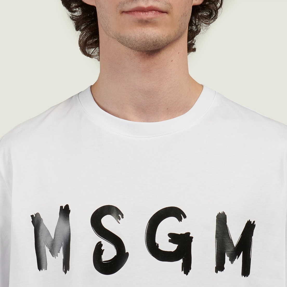 MSGM Мужская футболка Brush Stroke Logo Print