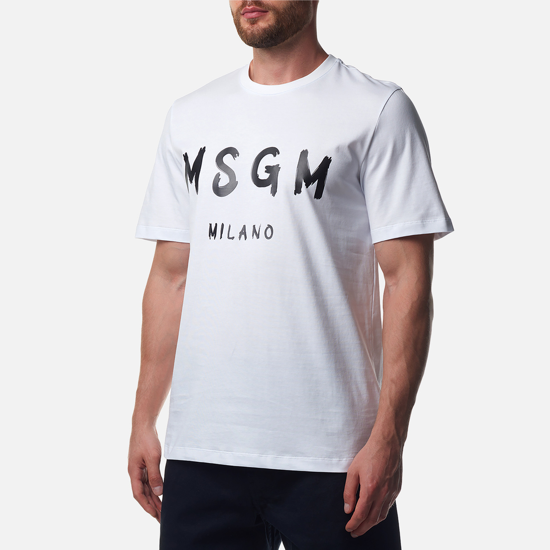 MSGM Мужская футболка Brush Stroke Logo Print