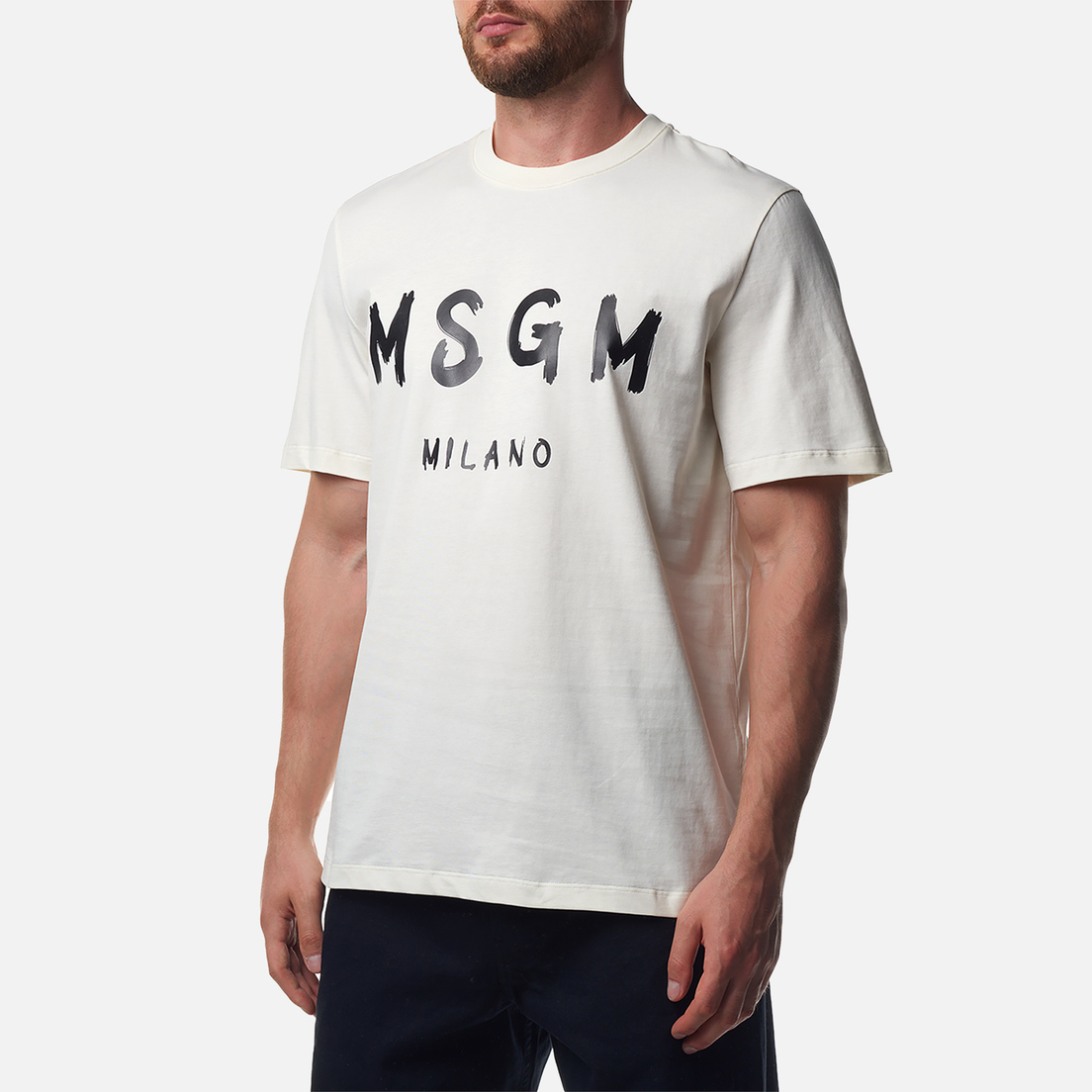 MSGM Мужская футболка Brush Stroke Logo Print