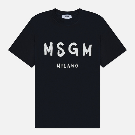 Мужская футболка MSGM Brush Stroke Logo Print, цвет чёрный, размер L