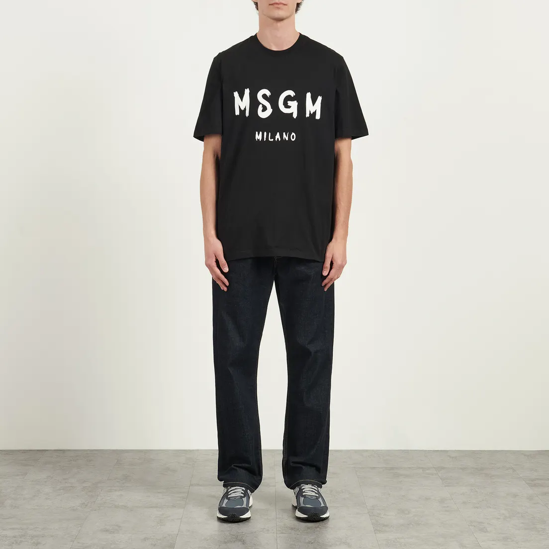 MSGM Мужская футболка Brush Stroke Logo Print