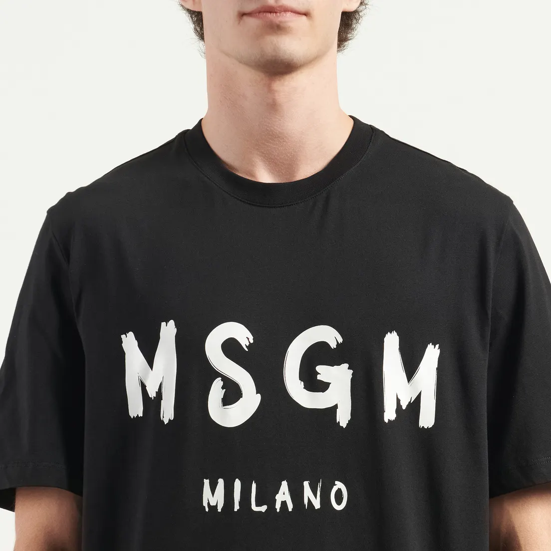 MSGM Мужская футболка Brush Stroke Logo Print