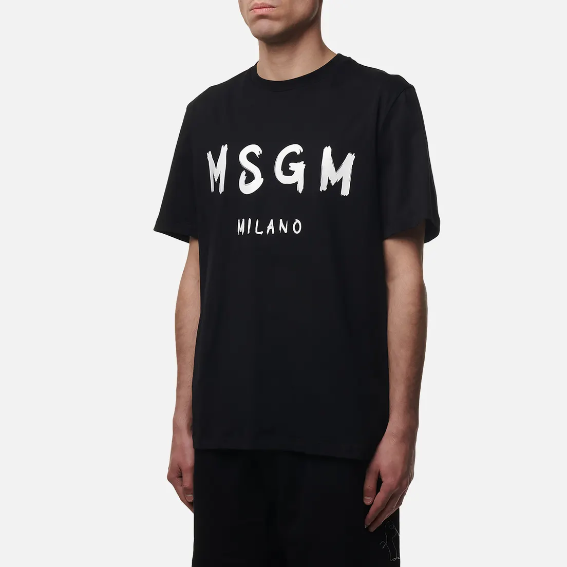MSGM Мужская футболка Brush Stroke Logo Print