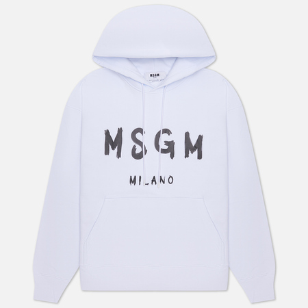 фото Мужская толстовка msgm msgm milano logo brushed hoodie, цвет белый, размер s