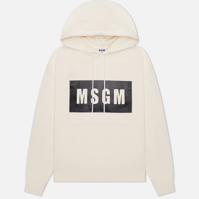 Мужская толстовка MSGM Box Maxilogo Unbrushed Hoodie, цвет бежевый