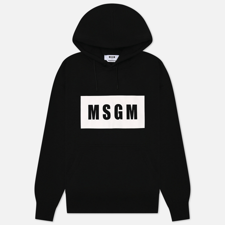 фото Мужская толстовка msgm box maxilogo unbrushed hoodie, цвет чёрный, размер xs