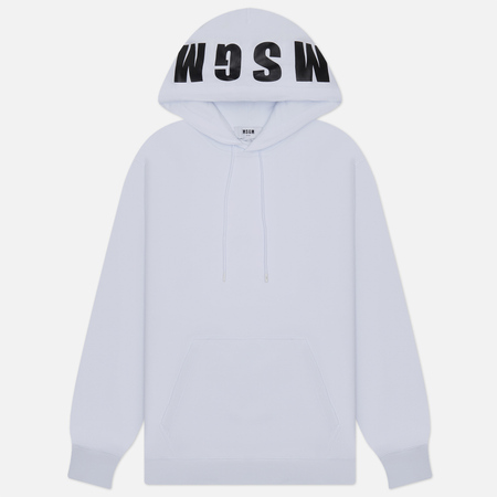 фото Мужская толстовка msgm oversized maxilogo unbrushed hoodie, цвет белый, размер s