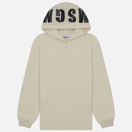 Мужская толстовка MSGM Maxilogo Brushed Hoodie, цвет бежевый