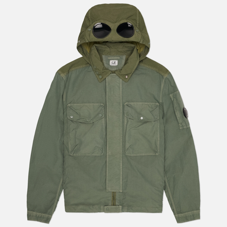 Мужская рубашка C.P. Company Flatt Nylon Mixed Goggle Overshirt, цвет зелёный, размер M
