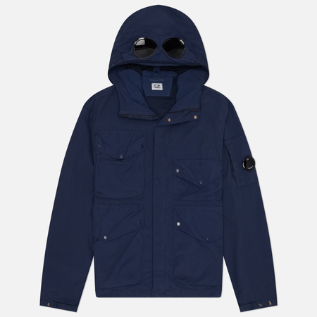 Мужская куртка ветровка C.P. Company Flatt Nylon Goggle Hooded, цвет синий, размер XXL