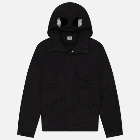 Мужская куртка ветровка C.P. Company Flatt Nylon Goggle Hooded, цвет чёрный, размер XL