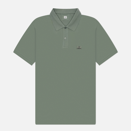 Мужское поло C.P. Company Stretch Piquet Ribbed Collar, цвет зелёный