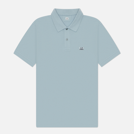 Мужское поло C.P. Company Stretch Piquet Ribbed Collar, цвет голубой