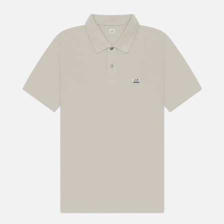 Мужское поло C.P. Company Stretch Piquet Ribbed Collar, цвет серый