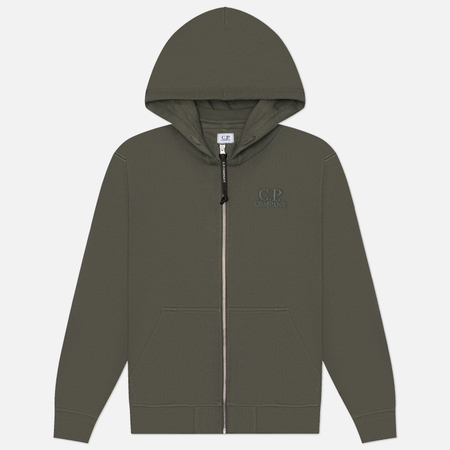 Мужская толстовка C.P. Company Diagonal Raised Fleece Zip Hoodie, цвет серый, размер S
