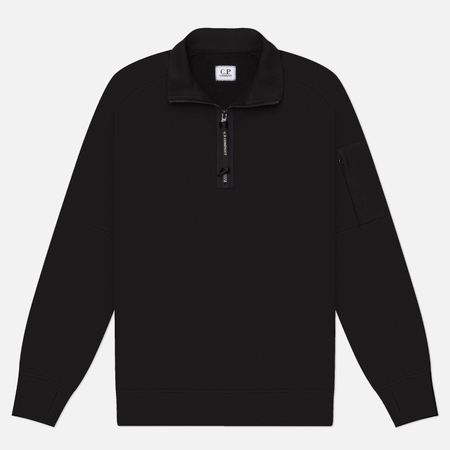 Мужская толстовка C.P. Company Diagonal Raised Fleece Half Zip Lens Regular, цвет чёрный, размер XXL