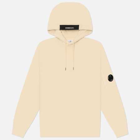 Мужская толстовка C.P. Company Diagonal Raised Fleece Lens Regular Fit Hoodie, цвет бежевый, размер S