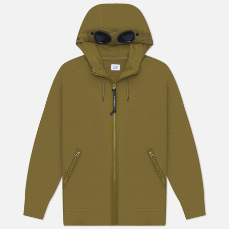 Мужская толстовка C.P. Company Diagonal Raised Fleece Goggle Hoodie Regular, цвет оливковый, размер XXXL