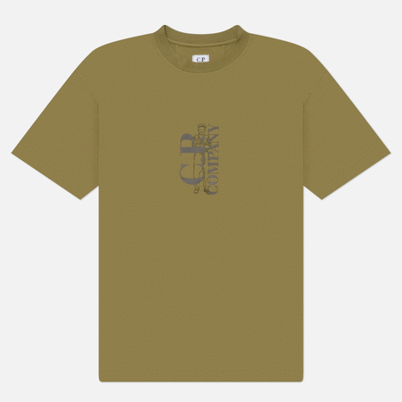 Мужская футболка C.P. Company 30/1 Jersey Printed, цвет оливковый, размер XXL