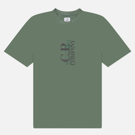 Мужская футболка C.P. Company 30/1 Jersey Printed, цвет зелёный, размер XXL
