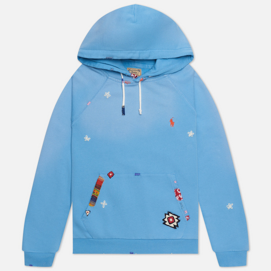 Женская толстовка Polo Ralph Lauren Patchwork Loopback Fleece Hoodie Carolina Blue