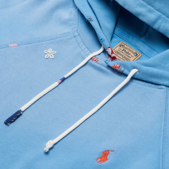 Женская толстовка Polo Ralph Lauren Patchwork Loopback Fleece Hoodie Carolina Blue