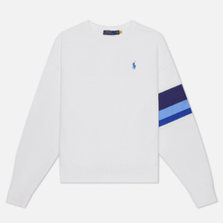 Женская толстовка Polo Ralph Lauren Striped-Trim Lightweight Seasonal Fleece White
