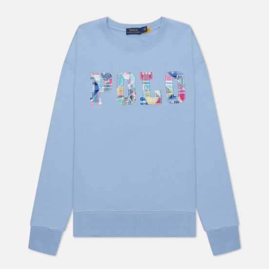 Женская толстовка Polo Ralph Lauren Patchwork Logo Loopback Fleece Chambray Blue