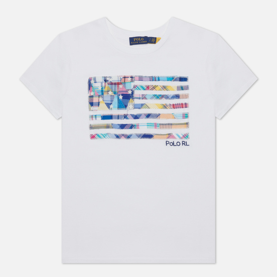 Женская футболка Polo Ralph Lauren Madras-Flag White