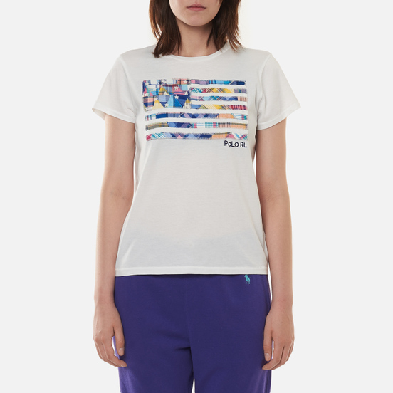 Женская футболка Polo Ralph Lauren Madras-Flag White