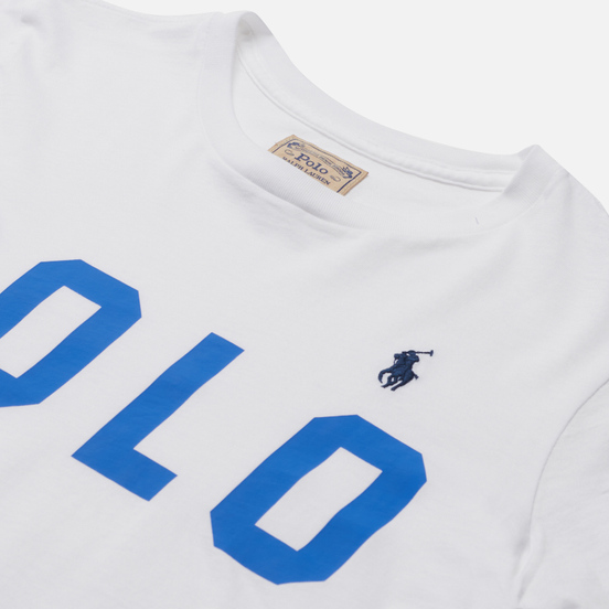 Женская футболка Polo Ralph Lauren Big Logo Stripe Sleeve White