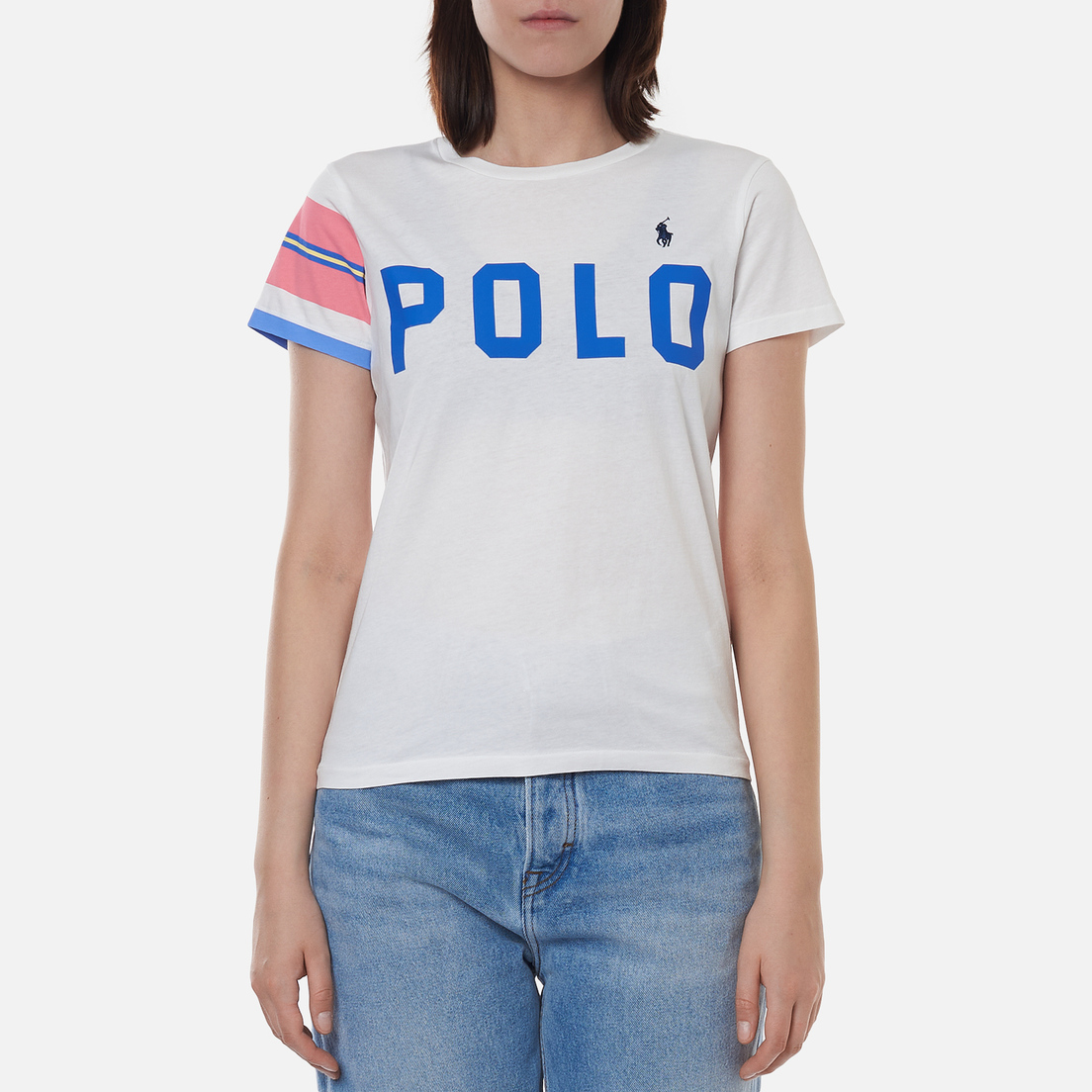 Polo Ralph Lauren Женская футболка Big Logo Stripe Sleeve