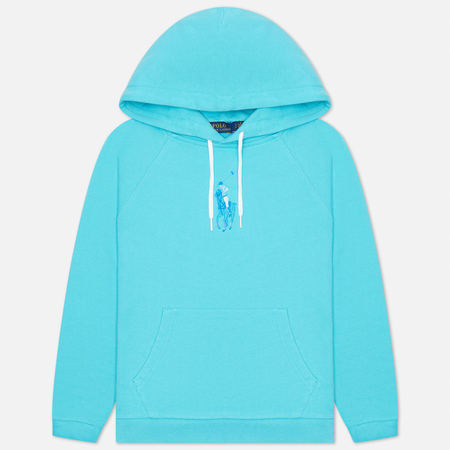 Женская толстовка Polo Ralph Lauren Big Pony Loopback Fleece Hoodie цвет голубой размер S 6250₽