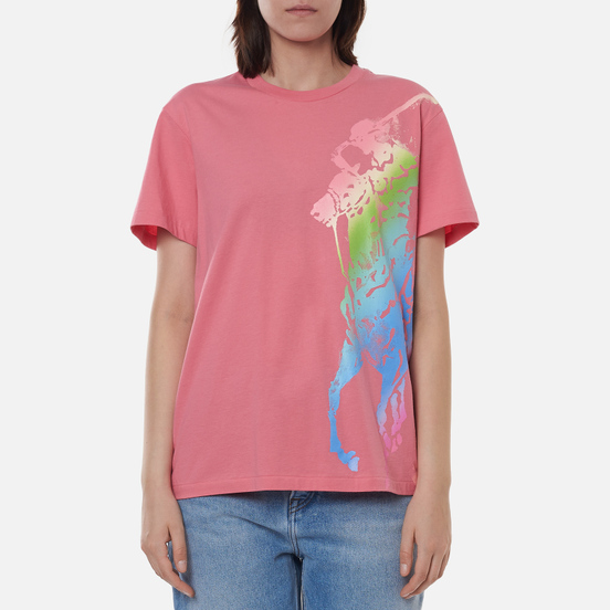 Женская футболка Polo Ralph Lauren Big Fit Ombre Pony Ribbon Pink
