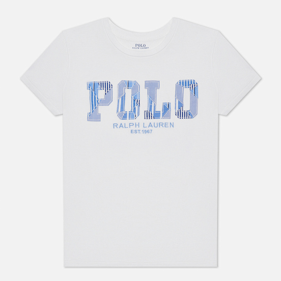 Женская футболка Polo Ralph Lauren Patchwork Printed Logo White