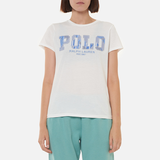 Женская футболка Polo Ralph Lauren Patchwork Printed Logo White