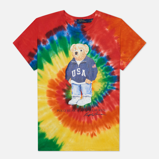 Женская футболка Polo Ralph Lauren Polo Bear Tie-Dye Rasta Blue