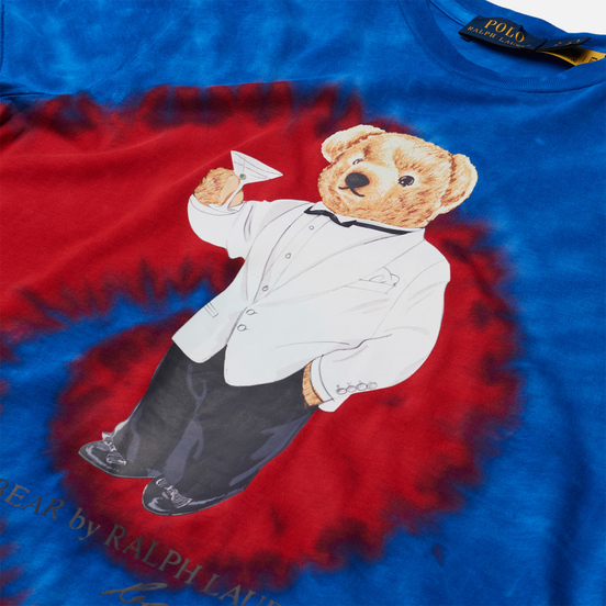 Женская футболка Polo Ralph Lauren Polo Bear Tie-Dye Spiral Royal And Red