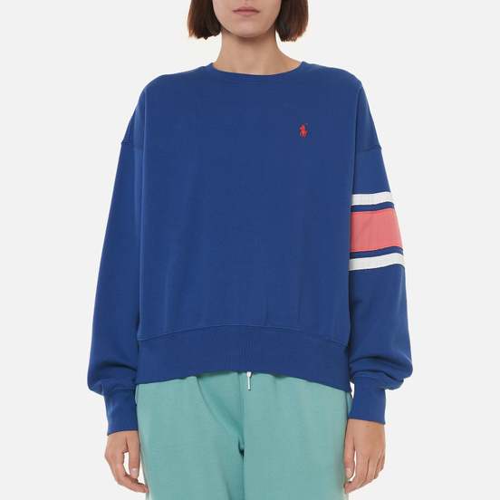 Женская толстовка Polo Ralph Lauren Striped-Trim Fleece Beach Royal