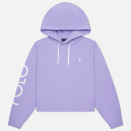 Женская толстовка Polo Ralph Lauren Logo Fleece Cropped Hoodie цвет фиолетовый размер S 9100₽