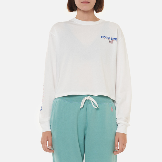 Женский лонгслив Polo Ralph Lauren Polo Sport Cropped Crew Neck White