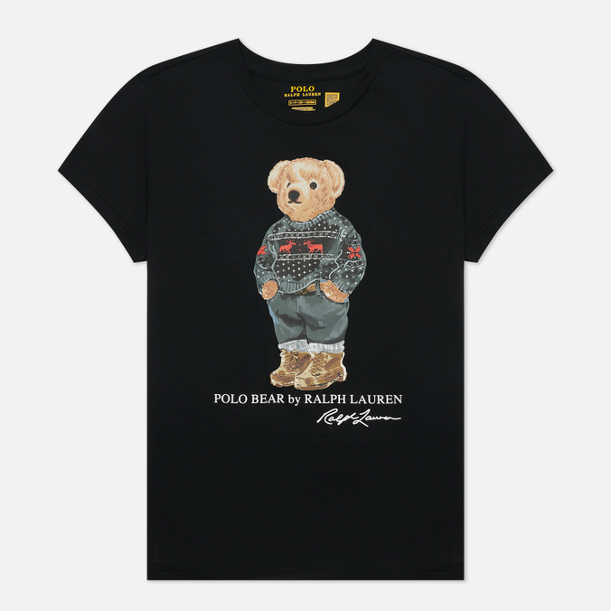 Женская футболка Polo Ralph Lauren, цвет чёрный, размер XXS 211-846851-002 Fair Isle Polo Bear - фото 1