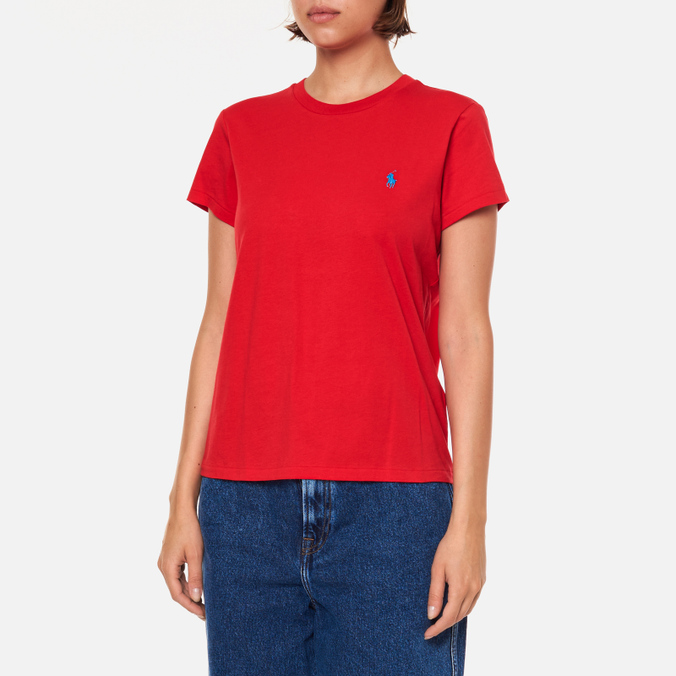 Женская футболка Polo Ralph Lauren, цвет красный, размер XS 211-847073-012 Essential Crew Neck Embroidered Pony - фото 3